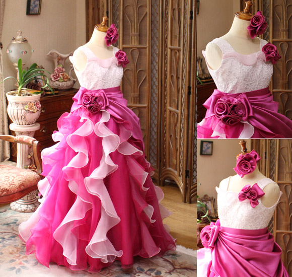 ピアノのコンクールドレス チェリーピンク オーダーメイド 岡山県