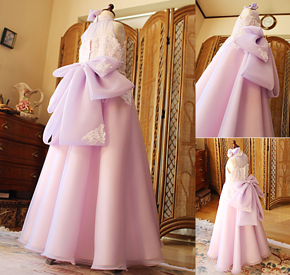 ドレスシルエット デザイン ラベンダーピンクドレス