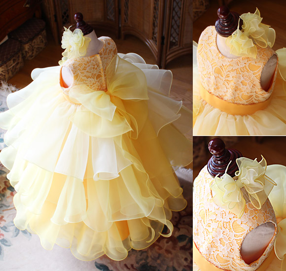 イエローオレンジ ティアードスカート グラデーションカラー