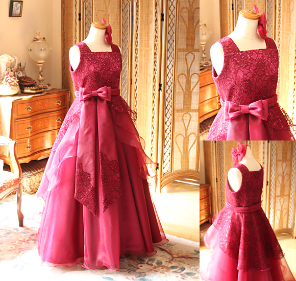 ピアノの発表会ドレス ワインレッド オーダーメイド 東京都