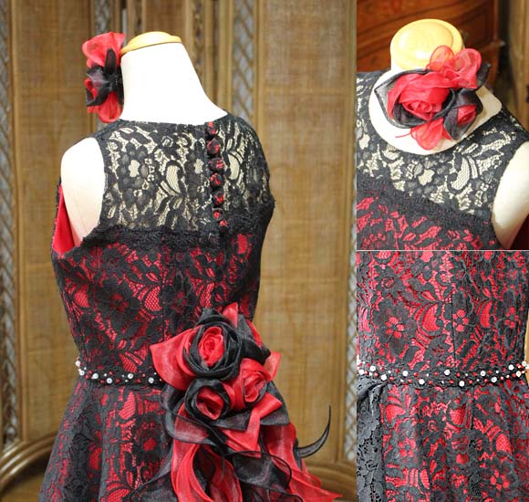 上半身デザイン クルミボタン レースデザイン バラのコサージュ