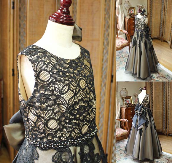 ラウンドネック シャンパンゴールド 上半身デザイン