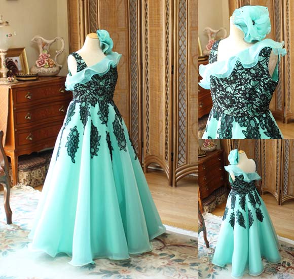 ピアノ コンクールドレス エメラルドグリーン オーダーメイド