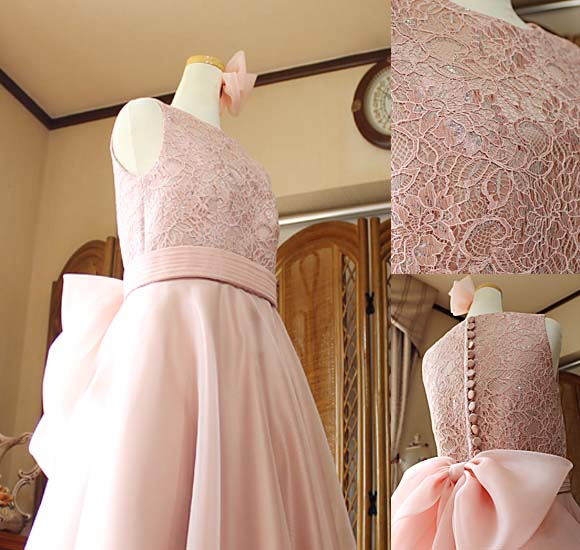 上半身デザイン ドレスのレース ウエストデザイン