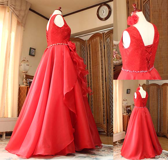 Aラインスカート レッド