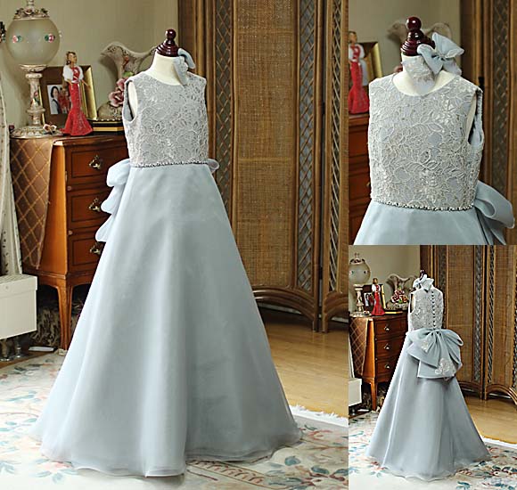 ピアノ 発表会 コンクールドレス ライトグレー オーダーメイド