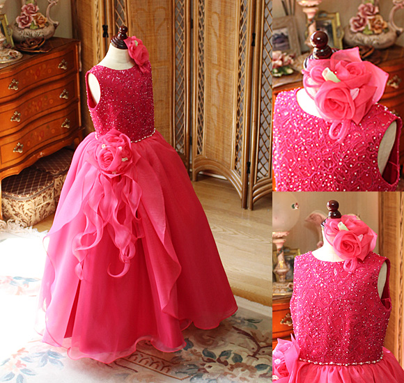 ピアノ コンクールドレス レッドピンク オーダーメイド 埼玉県