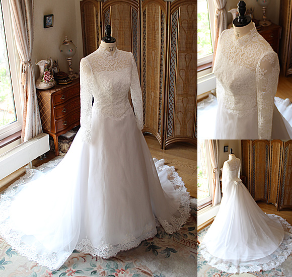 スレンダーライン ヴィンテージ クラシック ウェディングドレス