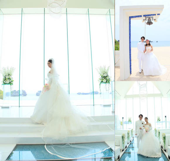 沖縄で挙式 メタモールフォーゼの花嫁様ウェディングドレス