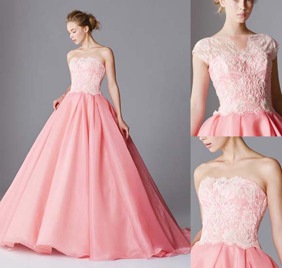 ピンクのカクテルドレス！2WAYスタイルのトップスデザイン。シンプルで 